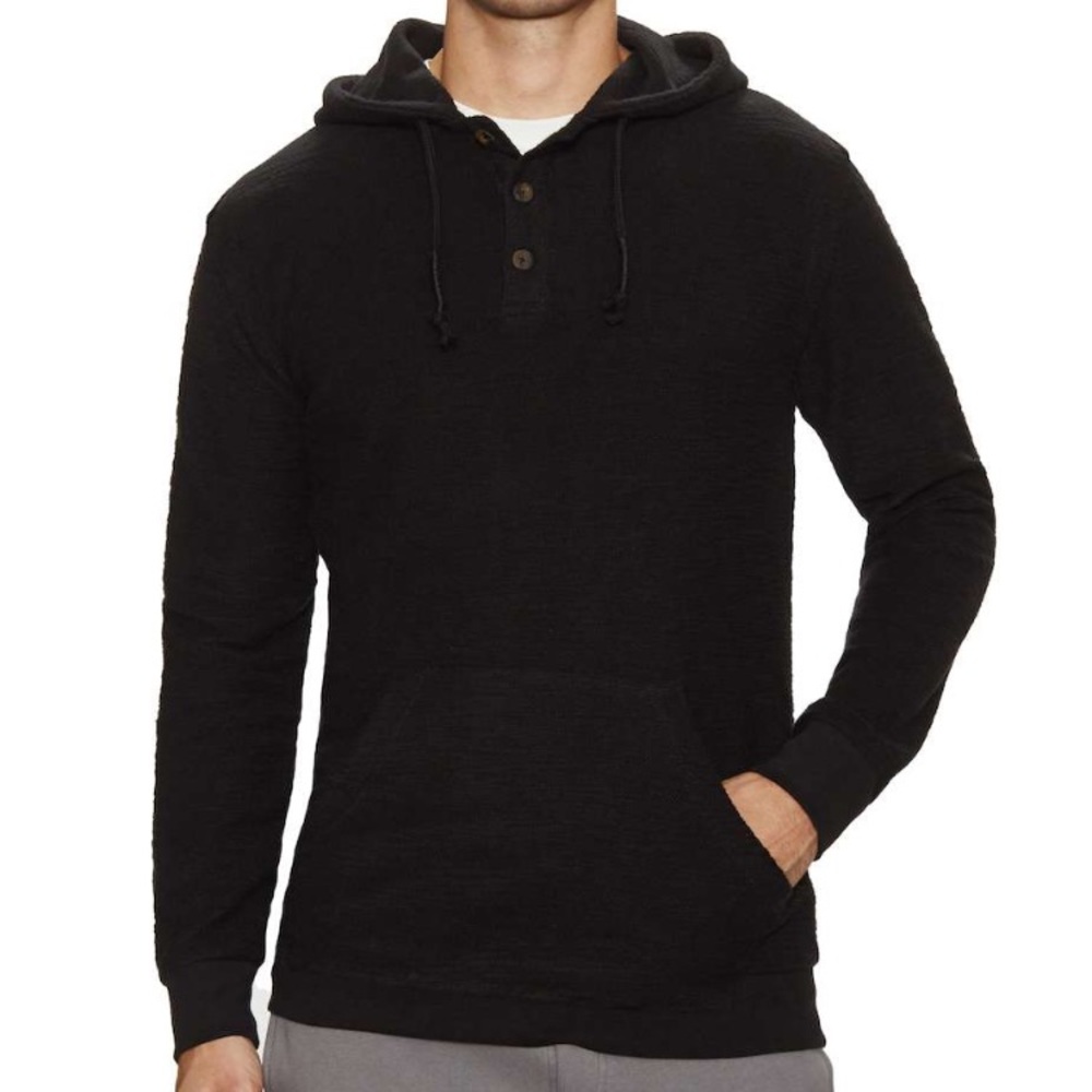 Matiere Hooded Henley Fleece Pullover